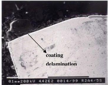 Figure 4: Severe chipping and thermal cracks on Tool B after 5 minutes of face milling Ti-6246 at 80 m/min 