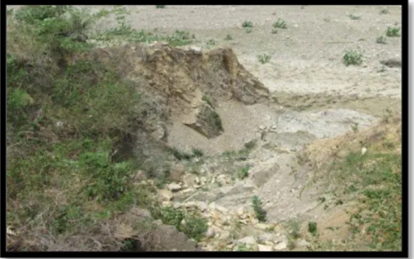 Foto 13. Gerakan tanah jenis” Debrise Fall “  Pada Kali Rambatan DF 1 