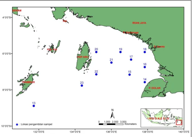 Gambar 1. Lokasi pengambilan sampel di perairan Laut Arafura 