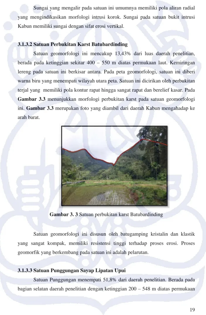 Gambar 3. 3 Satuan perbukitan karst Batubardinding 