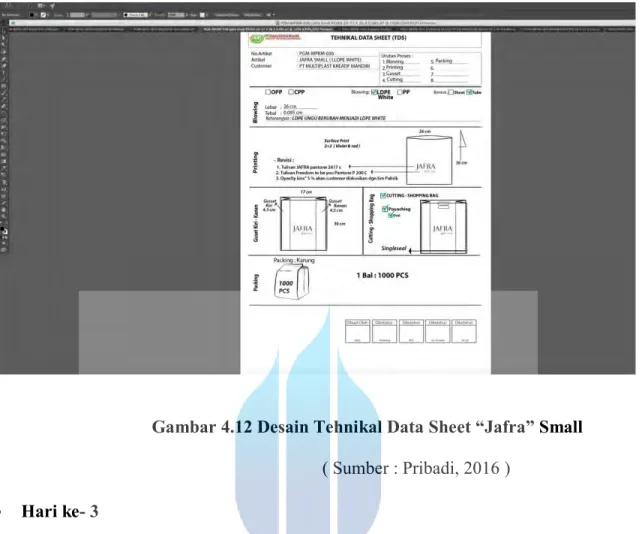 Gambar 4.12 Desain Tehnikal Data Sheet “Jafra” Small ( Sumber : Pribadi, 2016 ) 
