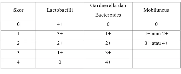 Tabel 2. Sistem skor kriteria Nugent 