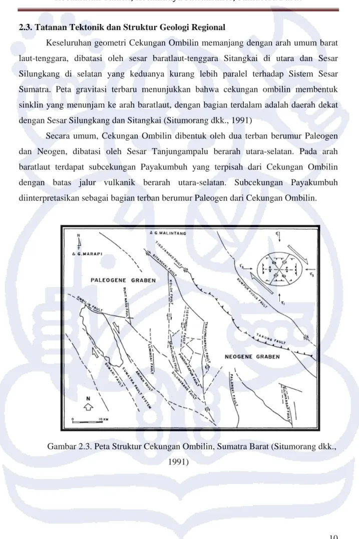 Gambar 2.3. Peta Struktur Cekungan Ombilin, Sumatra Barat (Situmorang dkk.,  1991) 