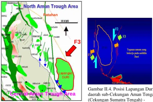 Gambar II.4. Posisi Lapangan Duri di  daerah sub-Cekungan Aman Tengah  (Cekungan Sumatra Tengah) - 