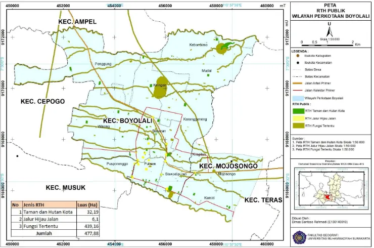 Gambar 3.7. Peta RTH Fungsi Tertentu Wilayah Perkotaan Boyolali 2015 