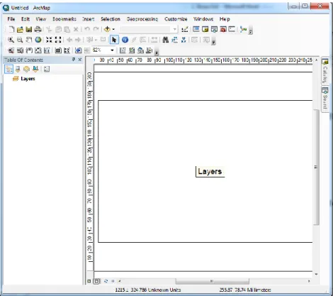 Gambar 3.5. Tampilan work sheet ArcMap 