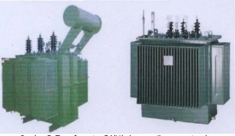 Gambar 5. Transformator 5 MVA dengan oil conservator dan  Transformator 1250 kVA hermetic shell  