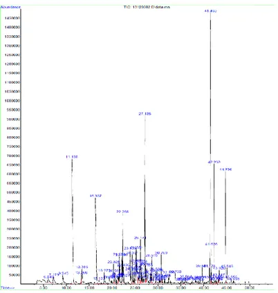 Gambar 5. Hasil Analisis GC-MS Komponen Volatil Beras Ubi Jalar Ungu  Analisis Morfologi Struktur Granula  