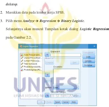 Gambar 2.2 Tampilan Kotak Dialog Logistic Regression 