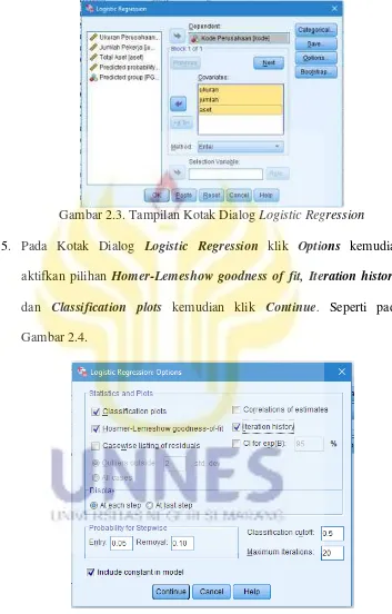 Gambar 2.3. Tampilan Kotak Dialog  Logistic Regression 