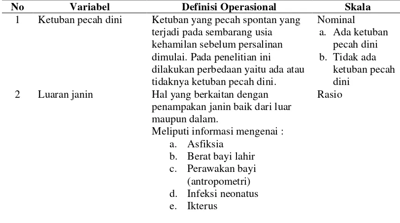 Tabel 3. Definisi Operasional Variabel 