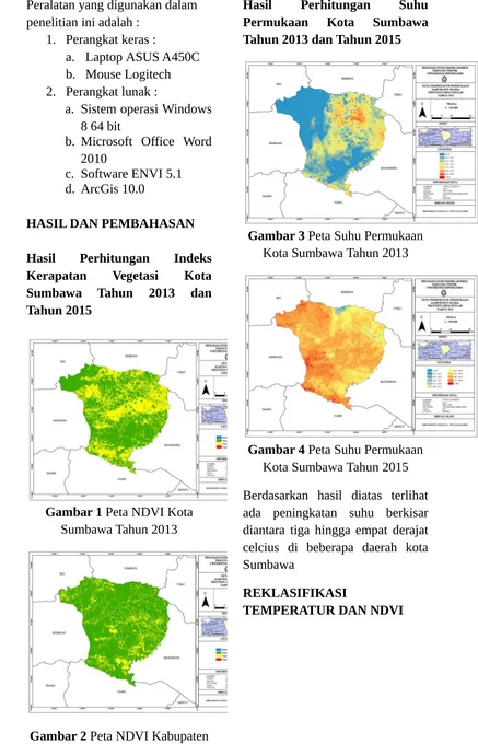 Gambar 2 Peta NDVI KabupatenBlora Tahun 2015