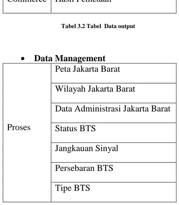 Tabel 3.2 Tabel  Data output  