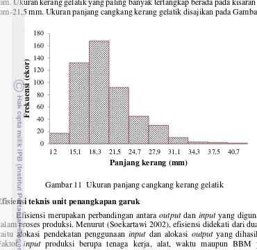 Gambar 11  Ukuran panjang cangkang kerang gelatik 