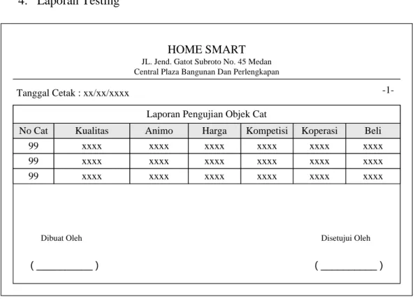 Gambar III.13  Laporan Testing Sistem Yang Diusulkan  III.3.4.2 Desain Input 