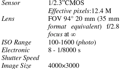 Tabel 1. Spesifikasi Kamera Dji Phantom 