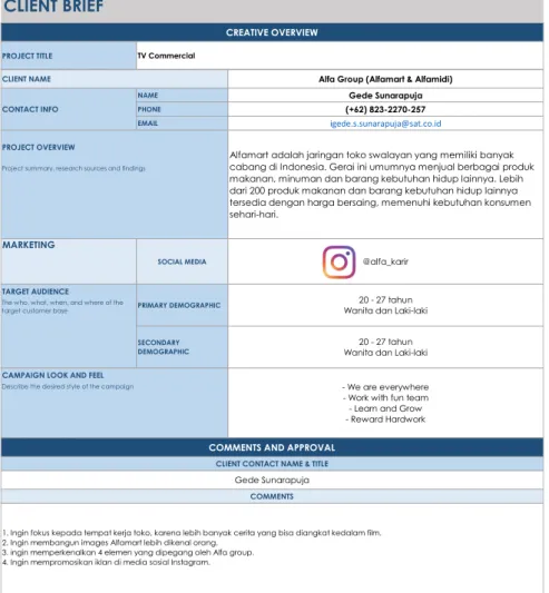 Tabel 3. 1. Client Brief 