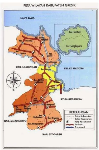 Gambar 3.1 Peta Wilayah Kabupaten Gresik 