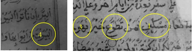 Gambar 2. Identifikasi qira’at ‘Ā£im riwayat Haf£ dalam  mushaf kuno (dari Aceh) koleksi Bayt al-Qur’an