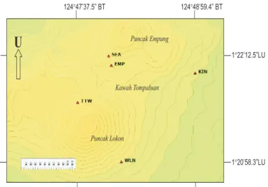 Gambar 6. Peta lokasi seismometer yang memonitor kegempaan  di Gunung Lokon.