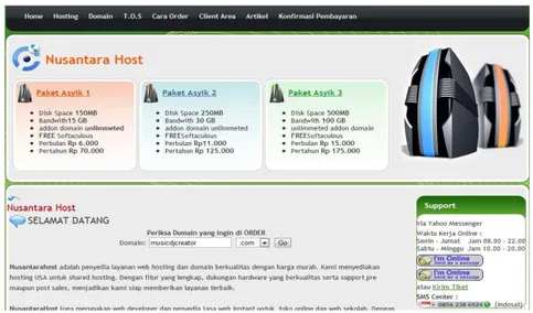 Gambar 4.18 Tampilan awal hosting nusantarahost.net 