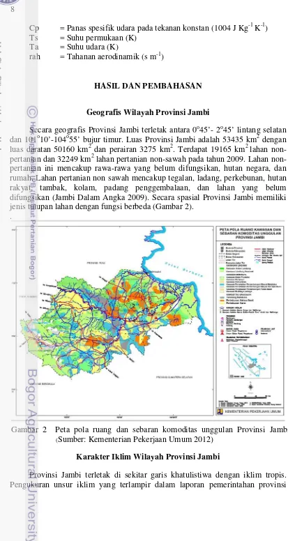 Gambar 2  Peta pola ruang dan sebaran komoditas unggulan Provinsi Jambi 