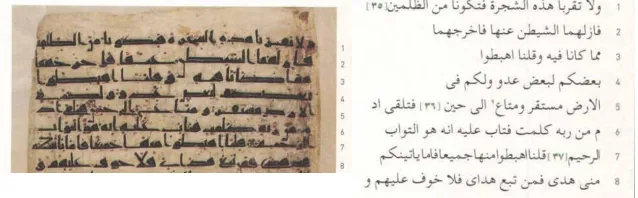 Gambar. Mushaf Al-Qur’an Usman (Topkapi Turki) dengan titik-titik tanda baca. Hasil editing Dr