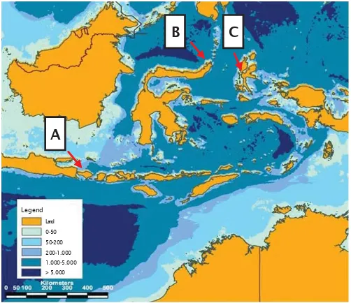 Gambar 2. Peta lokasi pengambilan sampel ikan tuna sirip kuning (A. Bali, B. Sulawesi