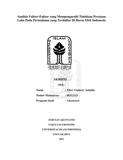 Analisis FaktorFaktor yang Mempengaruhi Tindakan Perataan Laba Pada