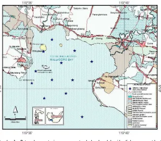 Gambar 1. Peta sebaran stasiun pengamatan kelayakan lokasi budi daya rumput laut di