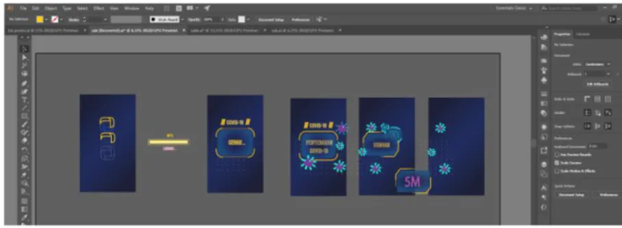 Gambar 3.10 Proses Pengerjaan aset di Adobe Illustrator 