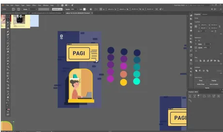 Gambar 3.7 Proses pengerjaan aset Video SAK di Adobe Illustrator  (sumber: dokumentasi pribadi) 