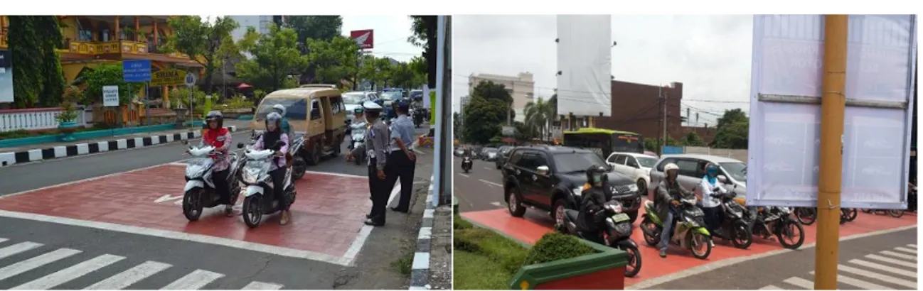 Gambar 2.  Penerapan RHK Sepeda Motor di Jepara (kiri) dan Bandar Lampung (kanan)  Sumber: Dok