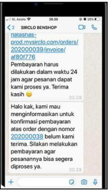 Gambar 2.9 Notifikasi WhatsApp SIRCLO CHAT PT KONEKSI NIAGA  SOLUSINDO 