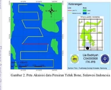 Gambar 2. Peta Akuisisi data Perairan Teluk Bone, Sulawesi Indonesia 