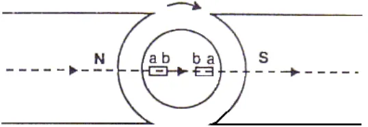 Gambar 13.  Perputaran jangkar di dalam motor dua kutub 