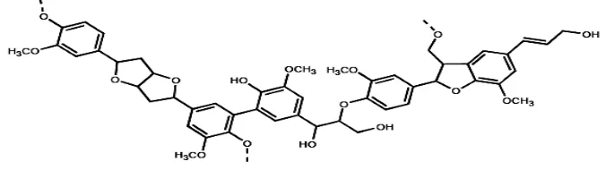 Gambar 2.5. Struktur kimia lignin (Gea, 2010). 