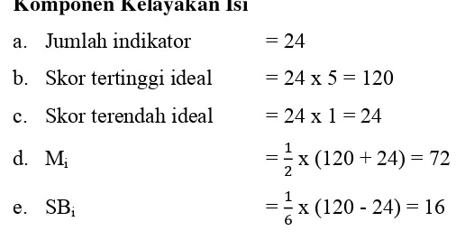 Tabel Kategori Penilaian Ideal Komponen Kelayakan Isi 