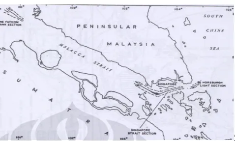 Gambar  diatas  hanya  menunjukkan  bahwa  perjanjian  perbatasan  Idonesia- Idonesia-Singapura  pada  tahun  1973  hanya  menyelesaikan  wilayah  selatan  sedangkan   wilayah  barat  sepanjang  14  mil  yang  berbatasan  dengan  Pulau  Jurong  yang  disel