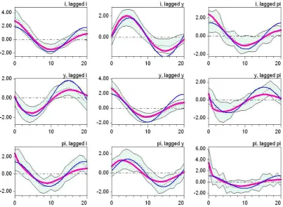 Figure 2: Auto- and cross-covariance proﬁles of thesentiment dynamics (SD–1b) and (SD–3b) (GI).
