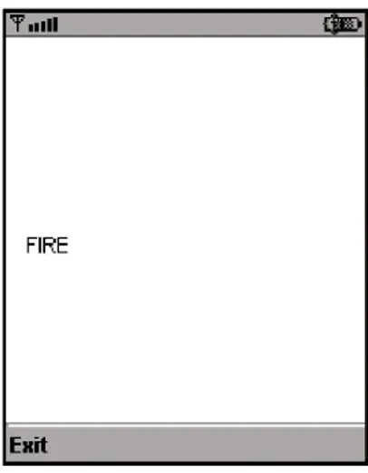 Gambar   III ‐ 16    Tampilan   Canvas   yang   merespon   Game   key   FIRE   ( GameActionCanvas.java )   