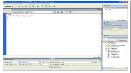 Gambar 2.6 Tampilan layar Macromedia Dreamweaver MX 