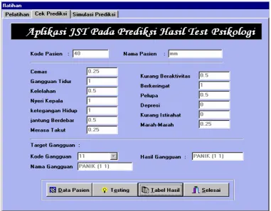 Gambar 5  Hasil testing terhadap nilai untuk data kasus 10 (Obsesif Kompulsif). 