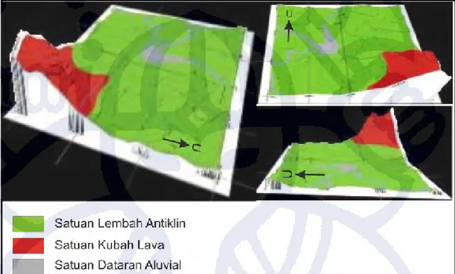 Gambar 3.1 Satuan Geomorfologi daerah penelitian dari analisa Shuttle Radar Topographic  Mission (SRTM)