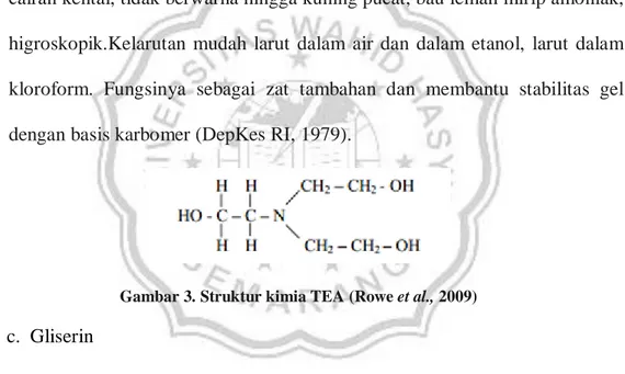 Gambar 3. Struktur kimia TEA (Rowe et al., 2009)  c.  Gliserin 