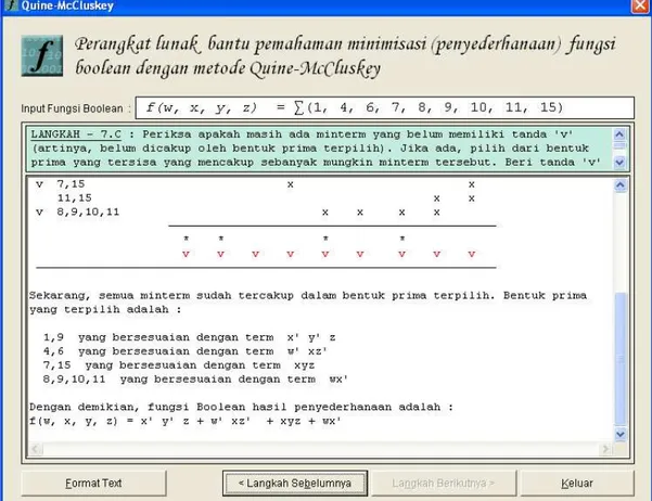 Gambar 4.1 Proses penyederhanaan fungsi Boolean (contoh-1) 