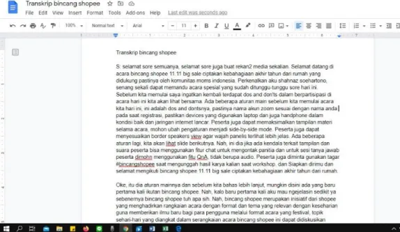 Gambar 3.14 Contoh Transkrip yang Dikirim pada Editor 