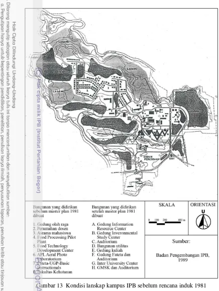 Gambar 13  Kondisi lanskap kampus IPB sebelum rencana induk 1981 