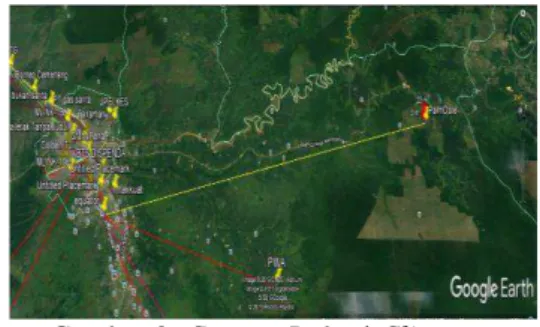 Gambar 3. Capture Lokasi Client   Sumber : Software Google Earth  2) Perhitungan Daya Terima Antena  2.1 Perhitungan Propagasi Loss 