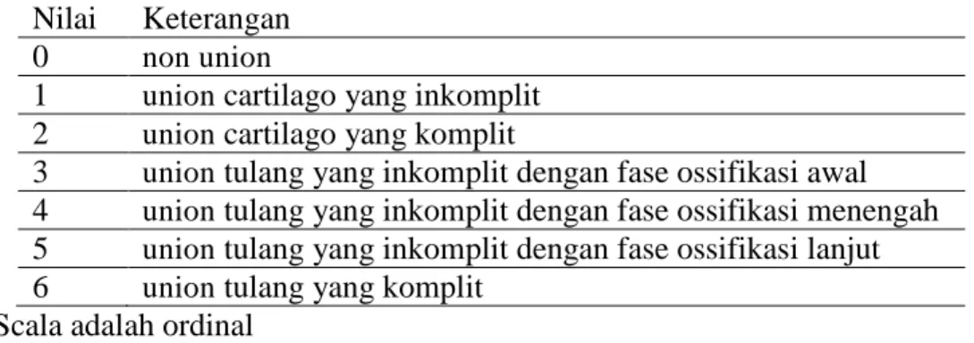 Tabel 2. Kriteria Penyembuhan Fraktur Allen 19 Nilai Keterangan